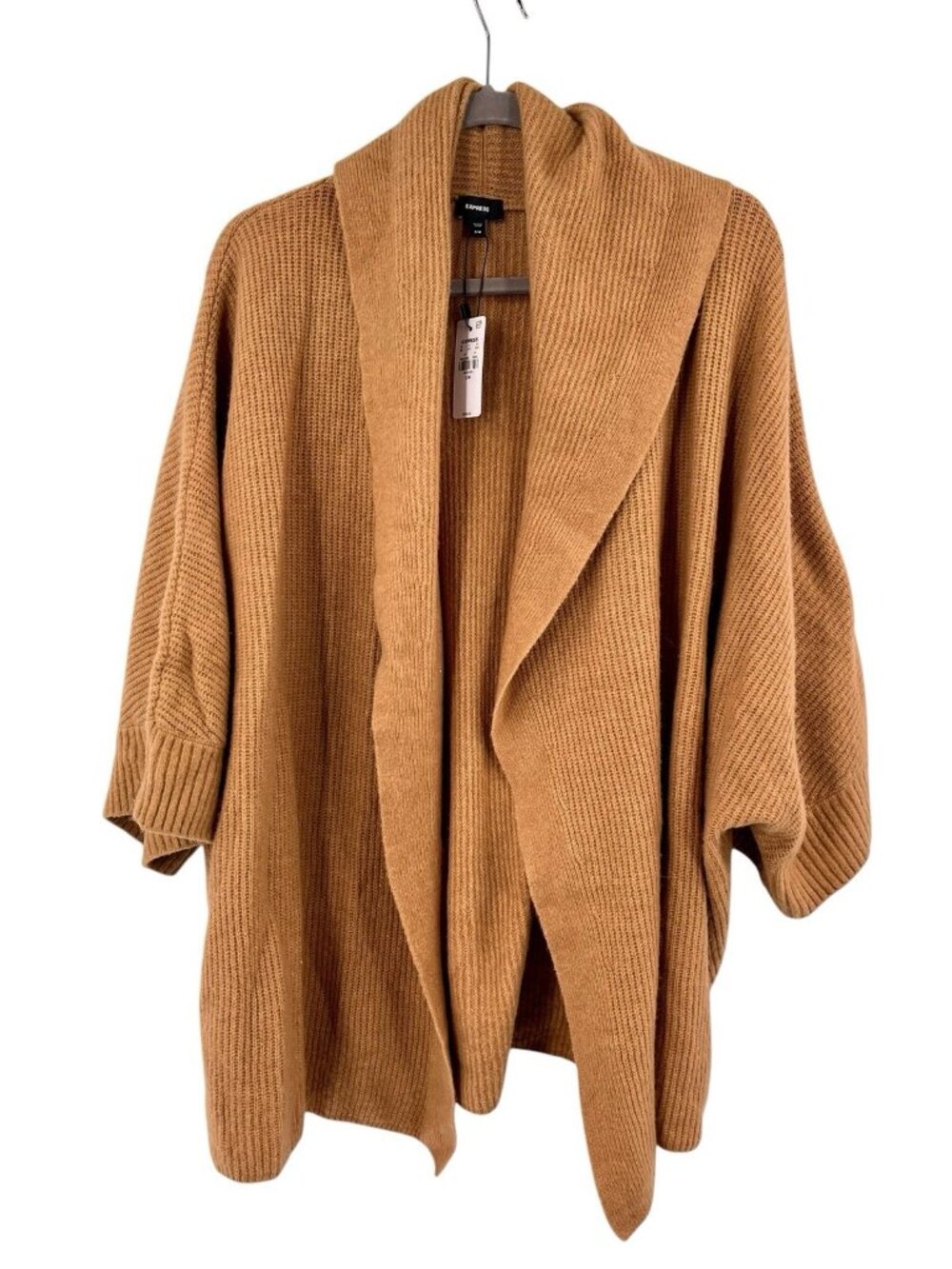 EXPRESS Women's Camel Brown Soft Ribbed Open Sweater Cardigan NWT S/M